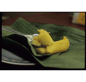 Reiskuchen serviert als Appetizer in Bananenblätter xD